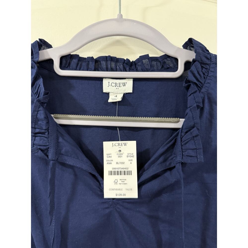 J.Crew Factory Midi Dress Size 4 Navy Tiered Fit & Flare NWT Tie-Neck Sleeveless - Picture 5 of 15